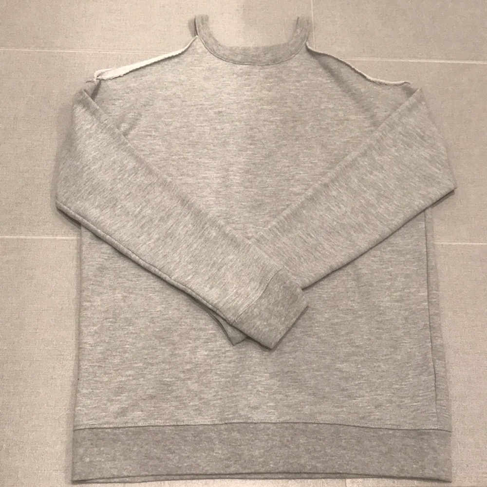 Gray cold shoulder sweater